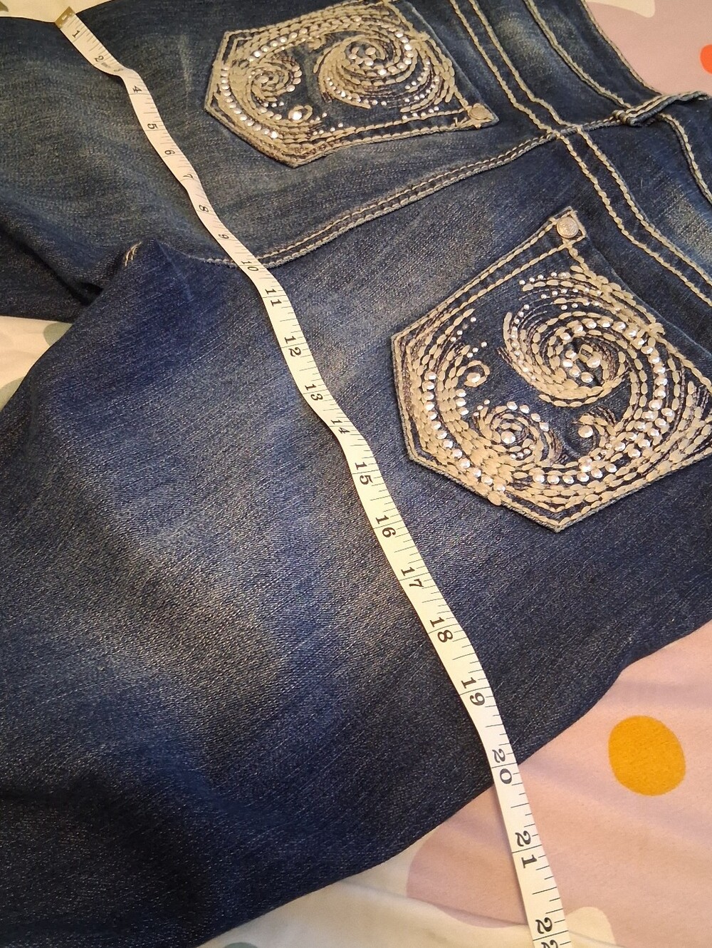 Code Bleu Andrea Women Bootcut Dark Wash Jeans Pant Sz10PR Embroidered - Picture 9 of 15